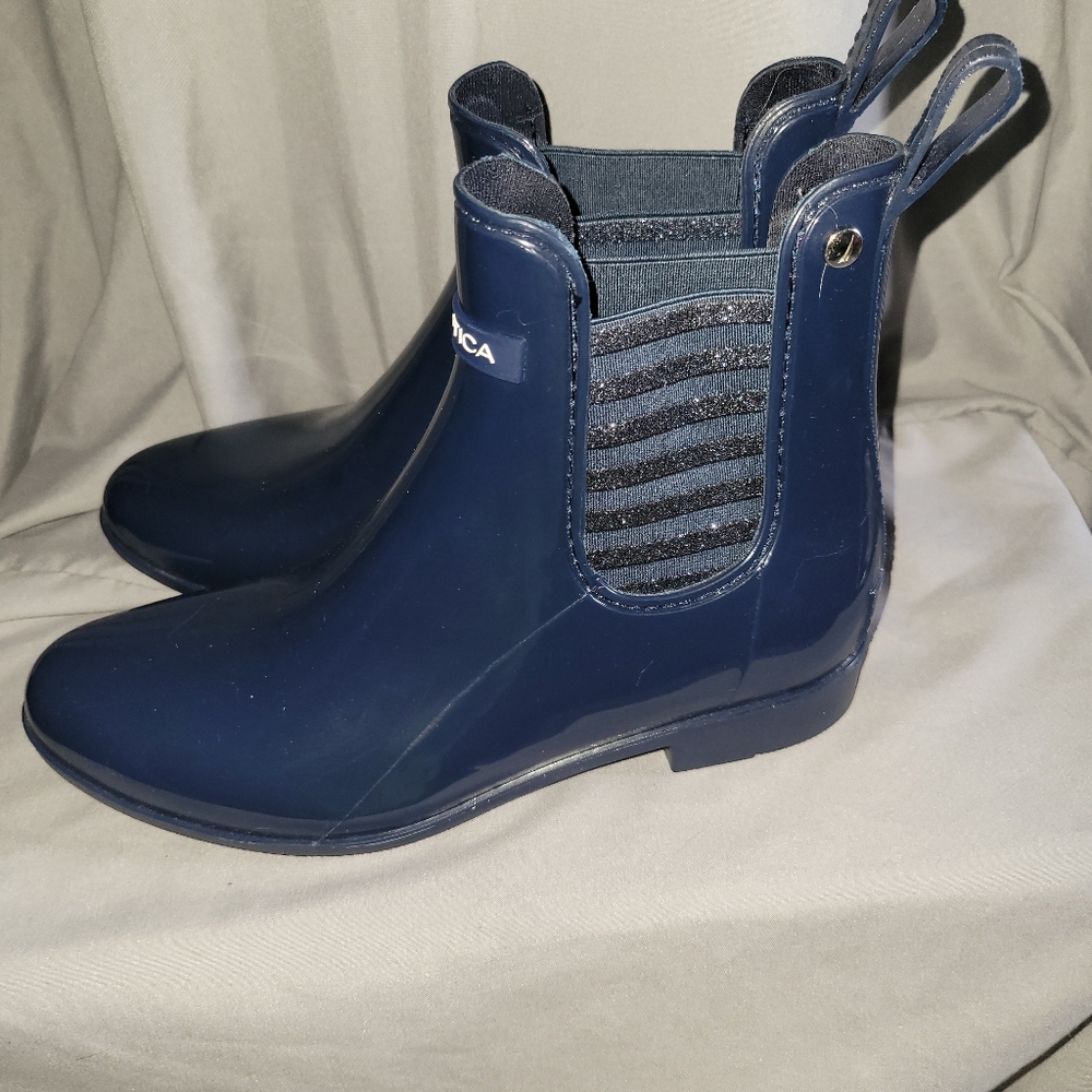 Nautica Navy Blue Low Chelsea Rain Boots